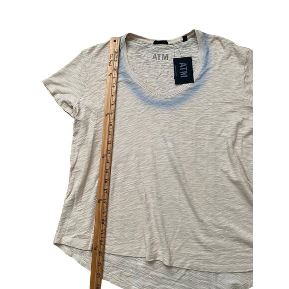 ATM Relaxed V-Neck Coastal Preppy Old Money Basic Women Shirt Coral Stone Powder - Picture 5 of 8